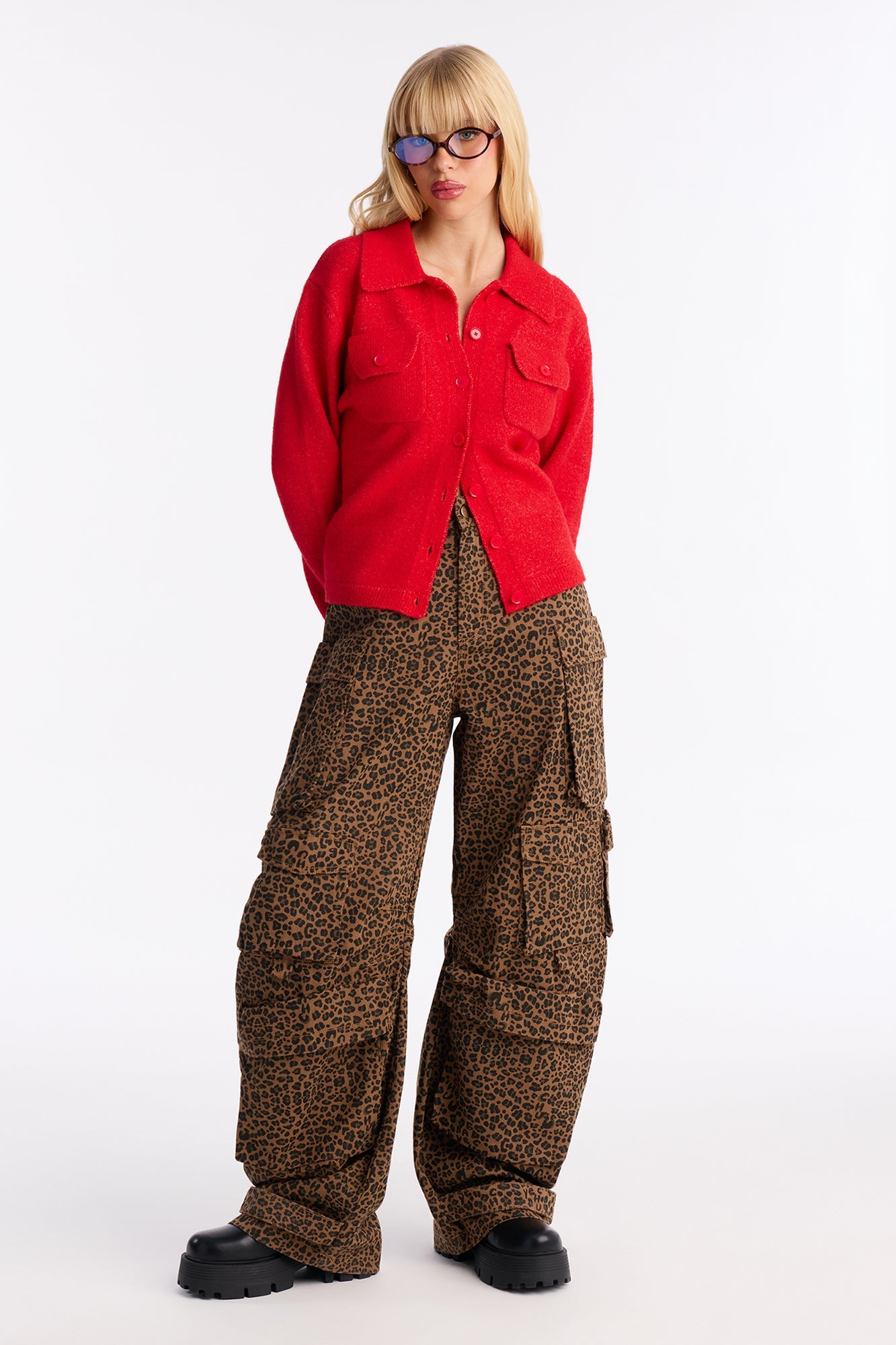 Chic And Confident Cardigan Sweater - Red