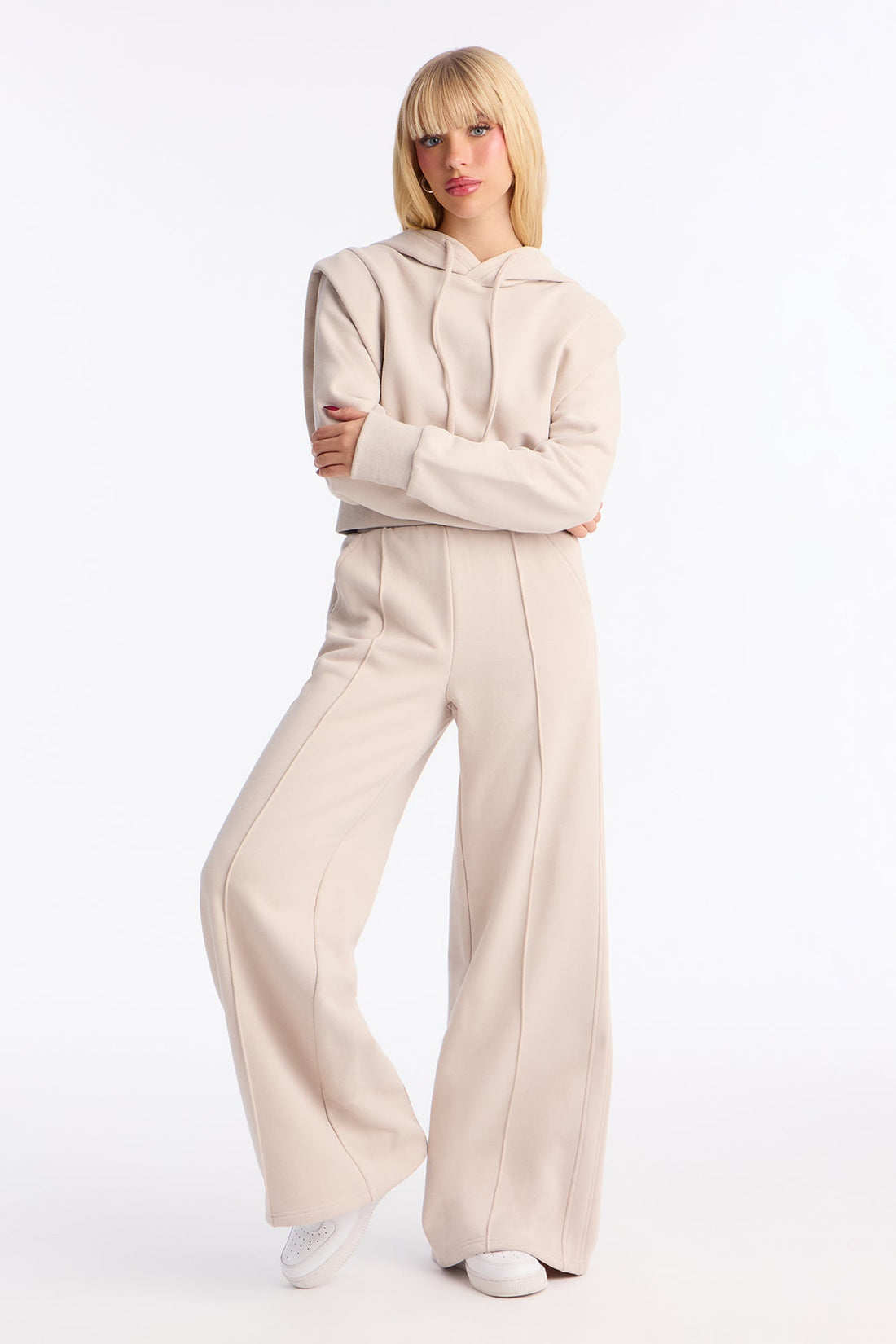 Classic Comfort Wide Leg Pant Set - Taupe