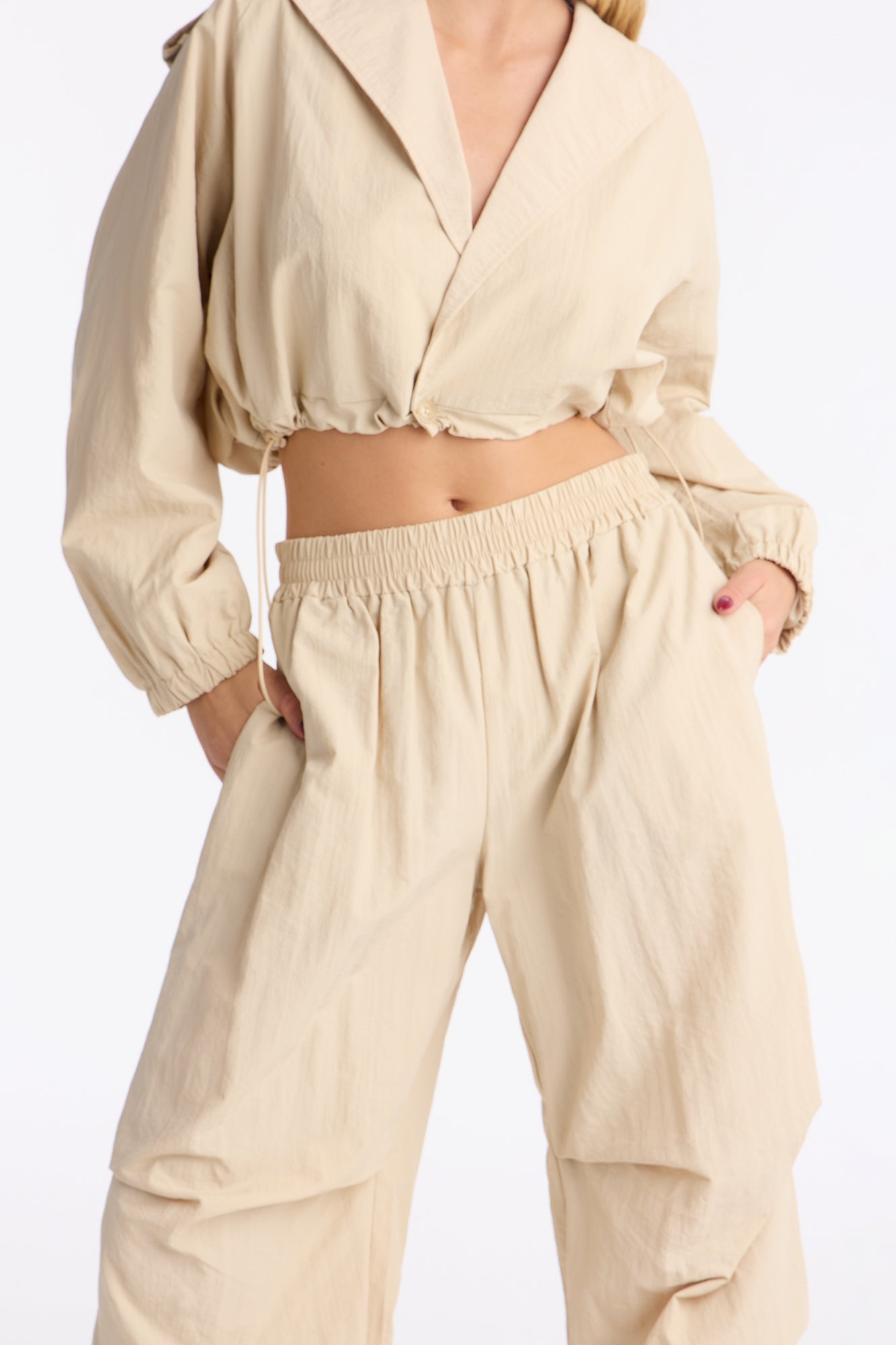 Janet Windbreaker Jogger Set - Stone
