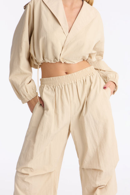 Janet Windbreaker Jogger Set - Stone