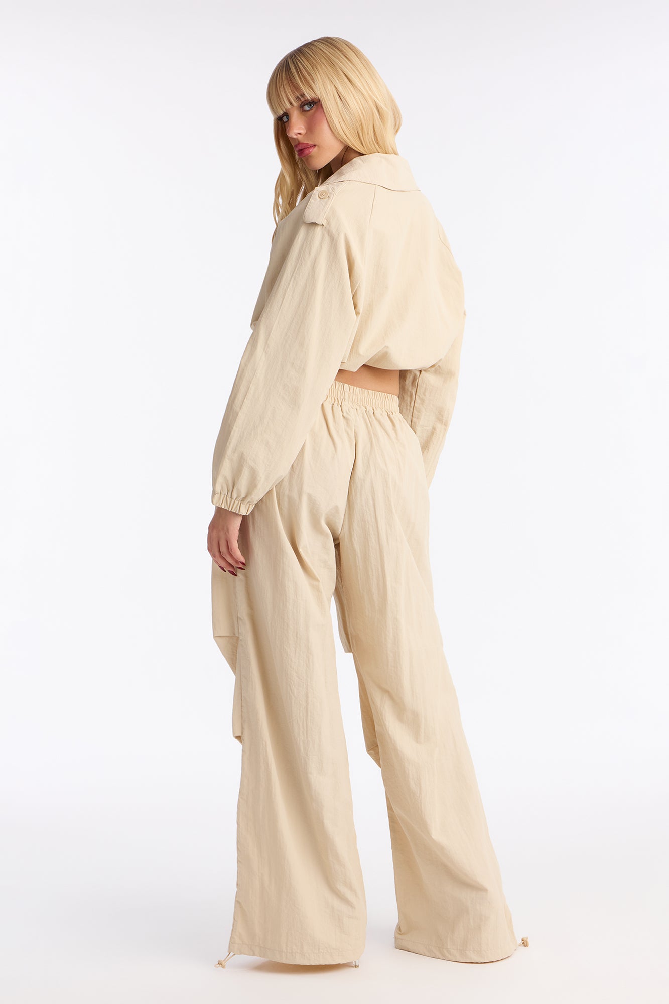 Janet Windbreaker Jogger Set - Stone