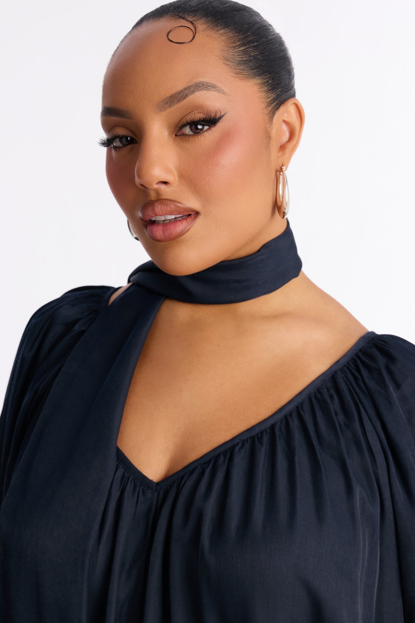 Satin Sips Balloon Wide Leg Jumpsuit - Navy