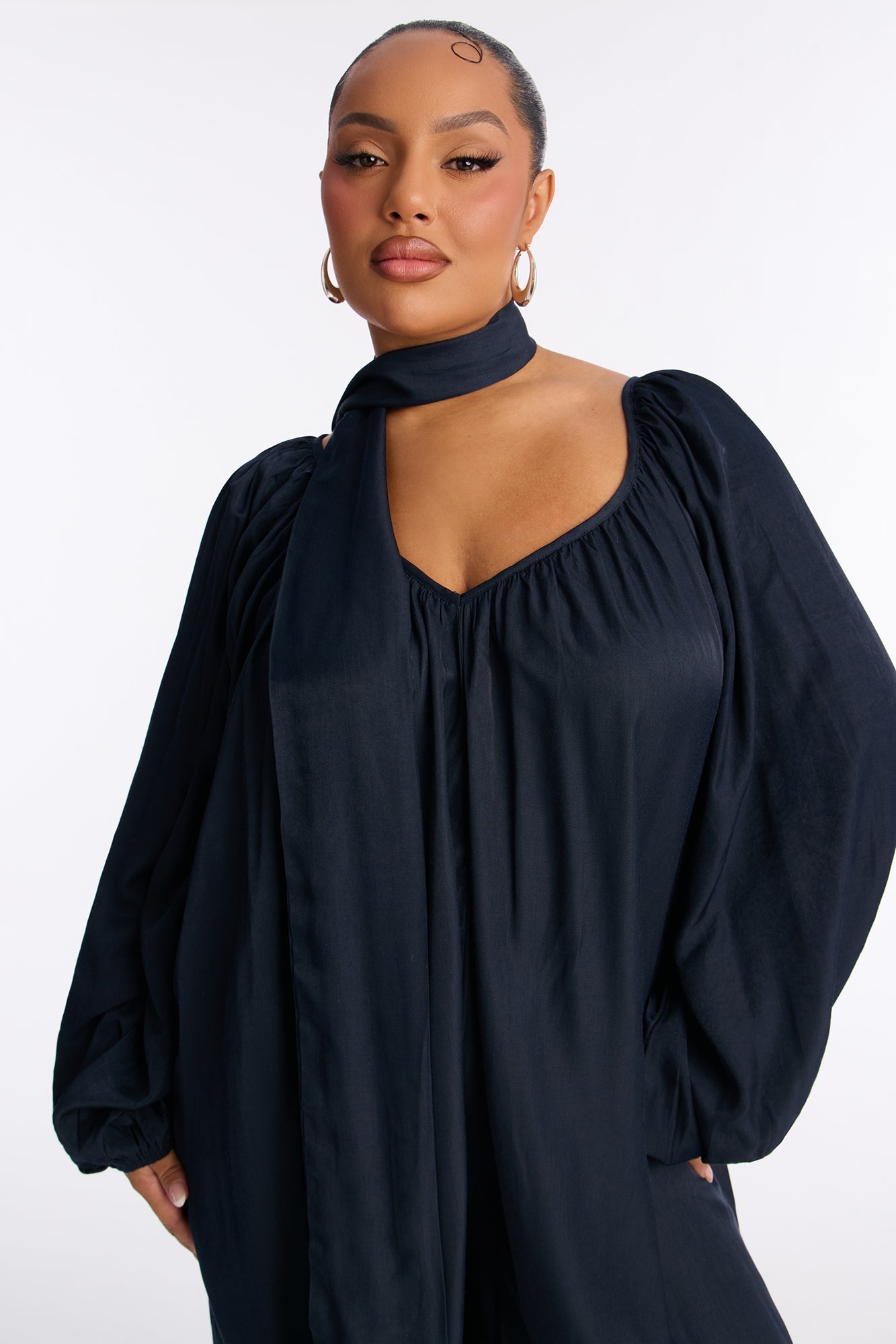 Satin Sips Balloon Wide Leg Jumpsuit - Navy
