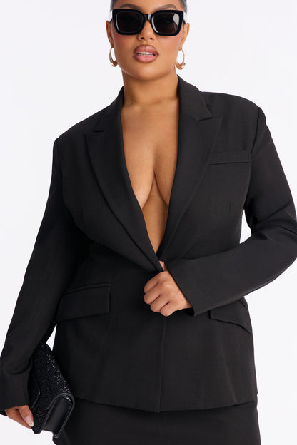 Femme Fatale Blazer Mini Skirt Set - Black