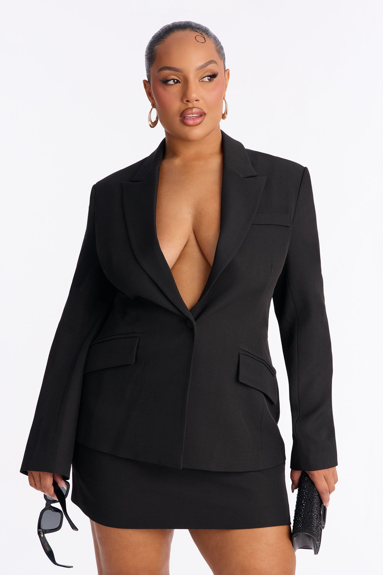 Femme Fatale Blazer Mini Skirt Set - Black