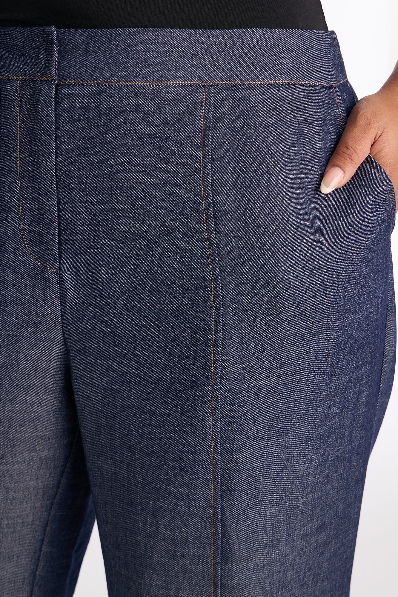Mid Rise Hustle Wide Leg Chambray Pant 33″ - Dark Wash
