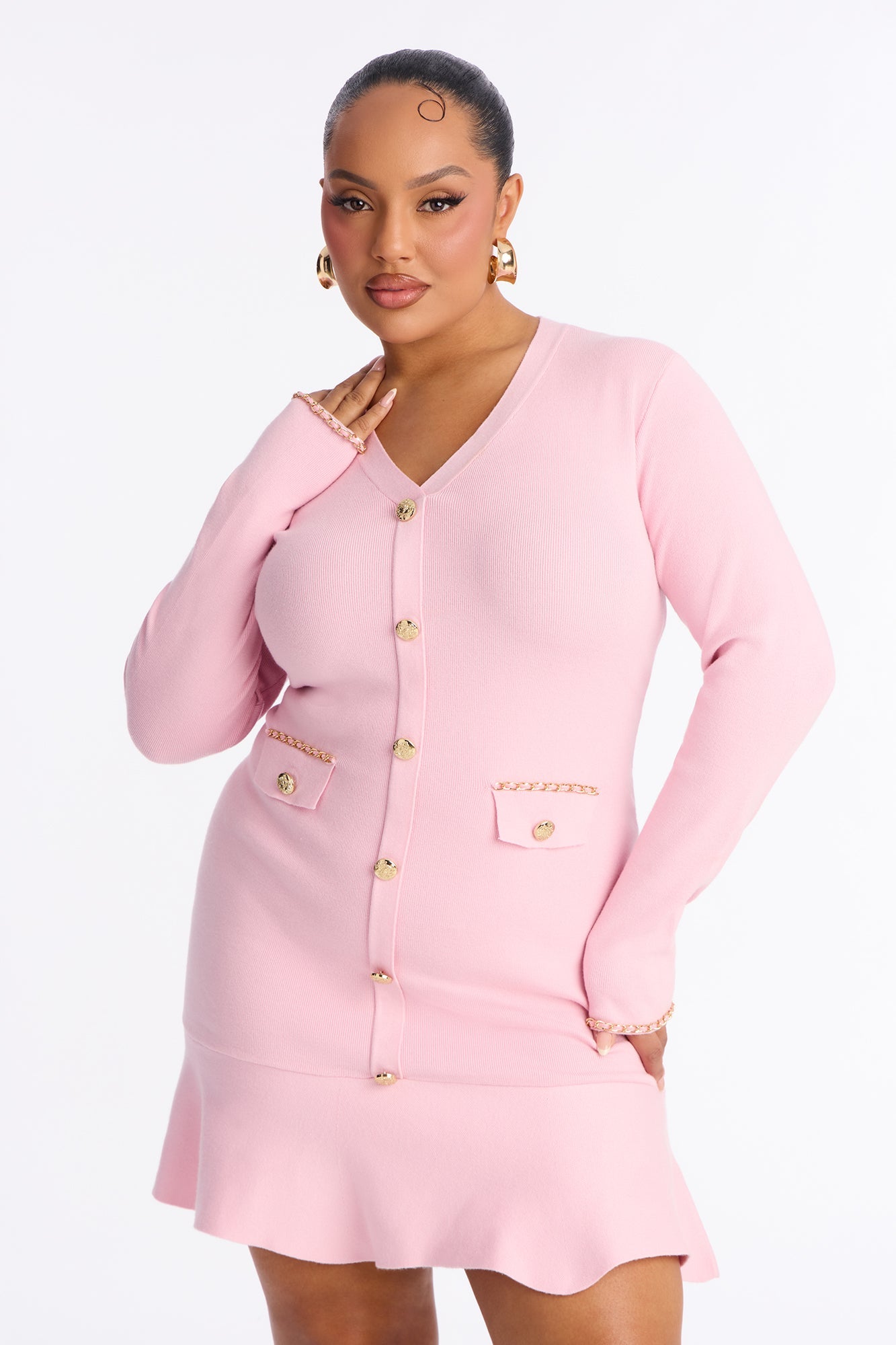 All The Riches Sweater Mini Dress - Pink