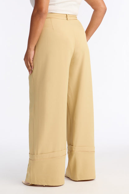 Molly Wide Leg Cuffed Trouser Pant 32″ - Mustard