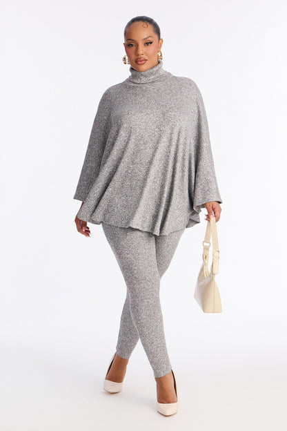 Stella Draped Turtleneck Legging Set - Grey