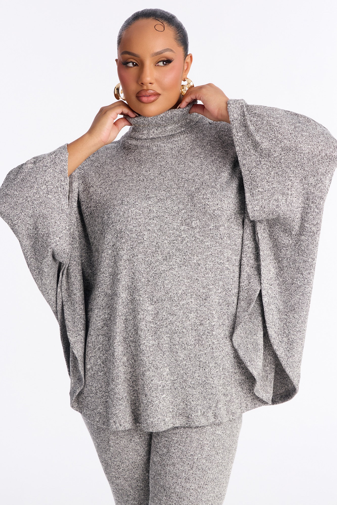 Stella Draped Turtleneck Legging Set - Grey