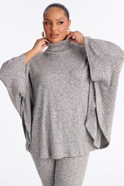 Stella Draped Turtleneck Legging Set - Grey