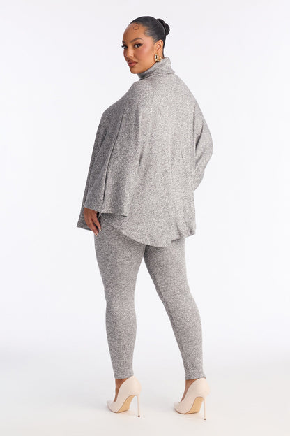 Stella Draped Turtleneck Legging Set - Grey