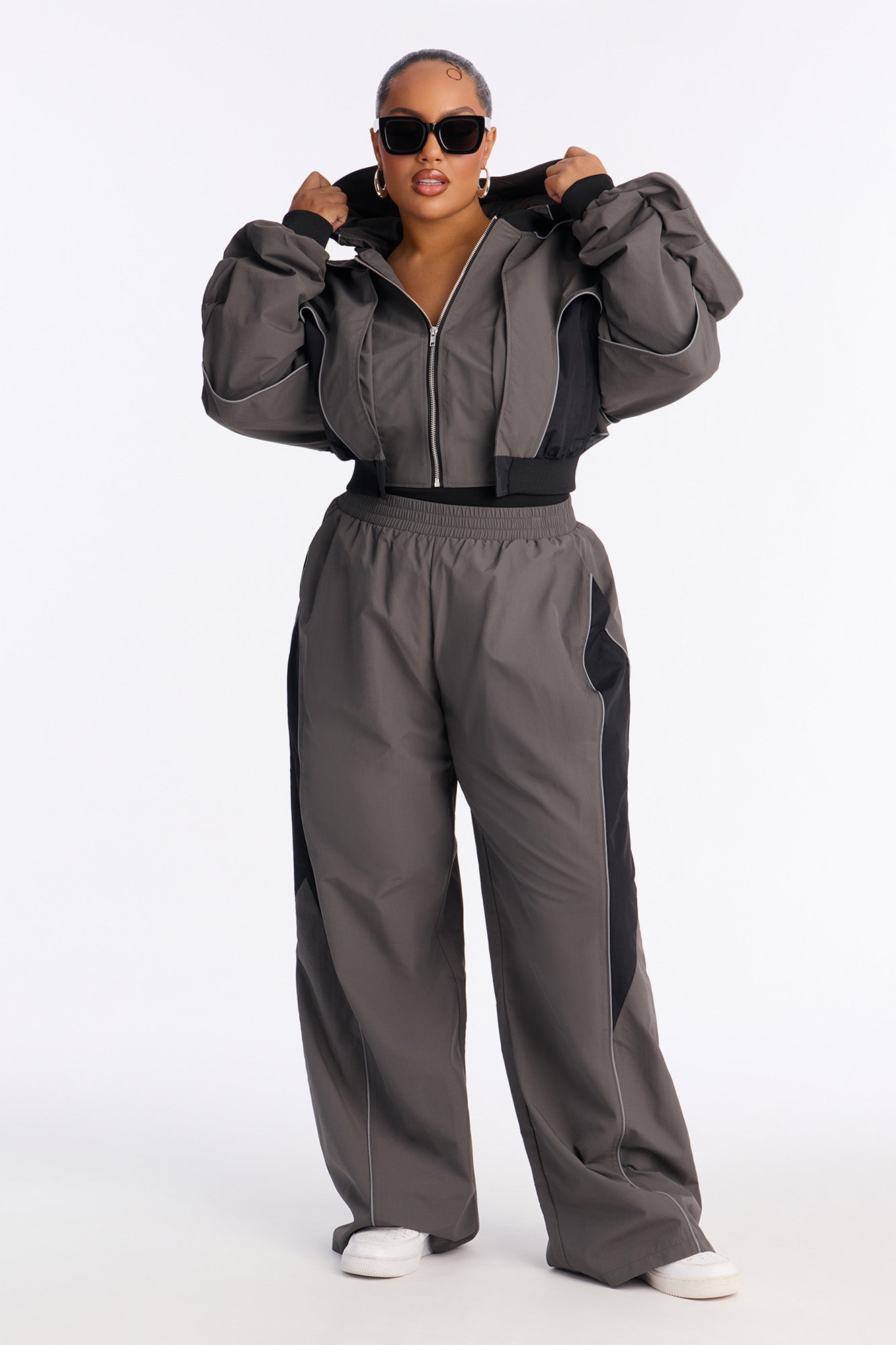 Set The Trend Windbreaker Pants 33 - Charcoal/combo