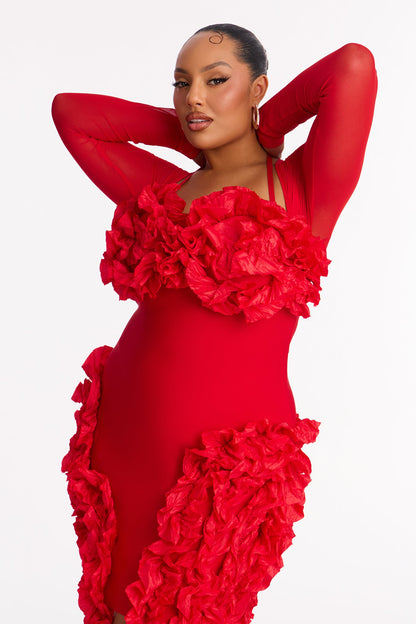 Leila Long Sleeve Bandage Mini Dress - Red