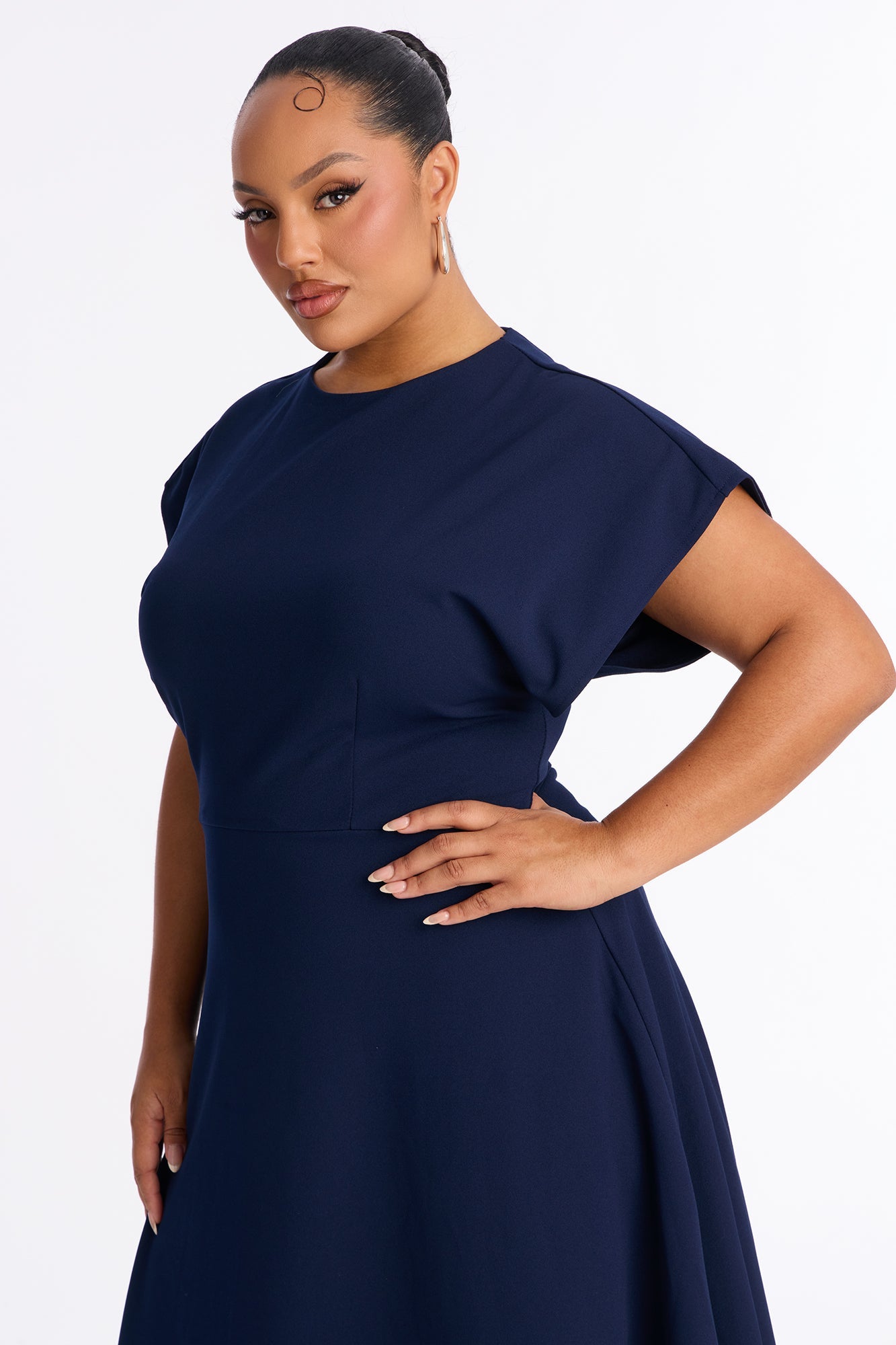Emerie A Line Midi Dress - Navy