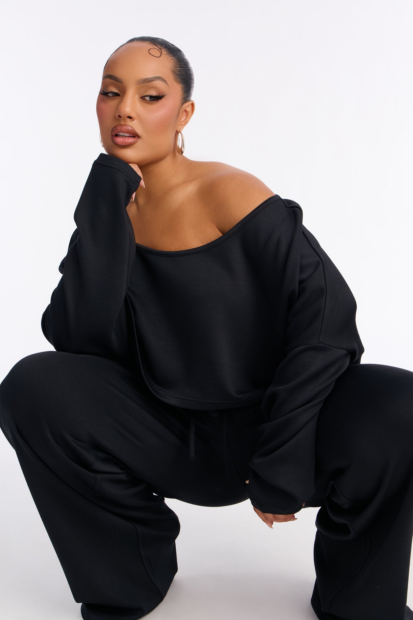Match My Vibe Modal Lounge Top - Black