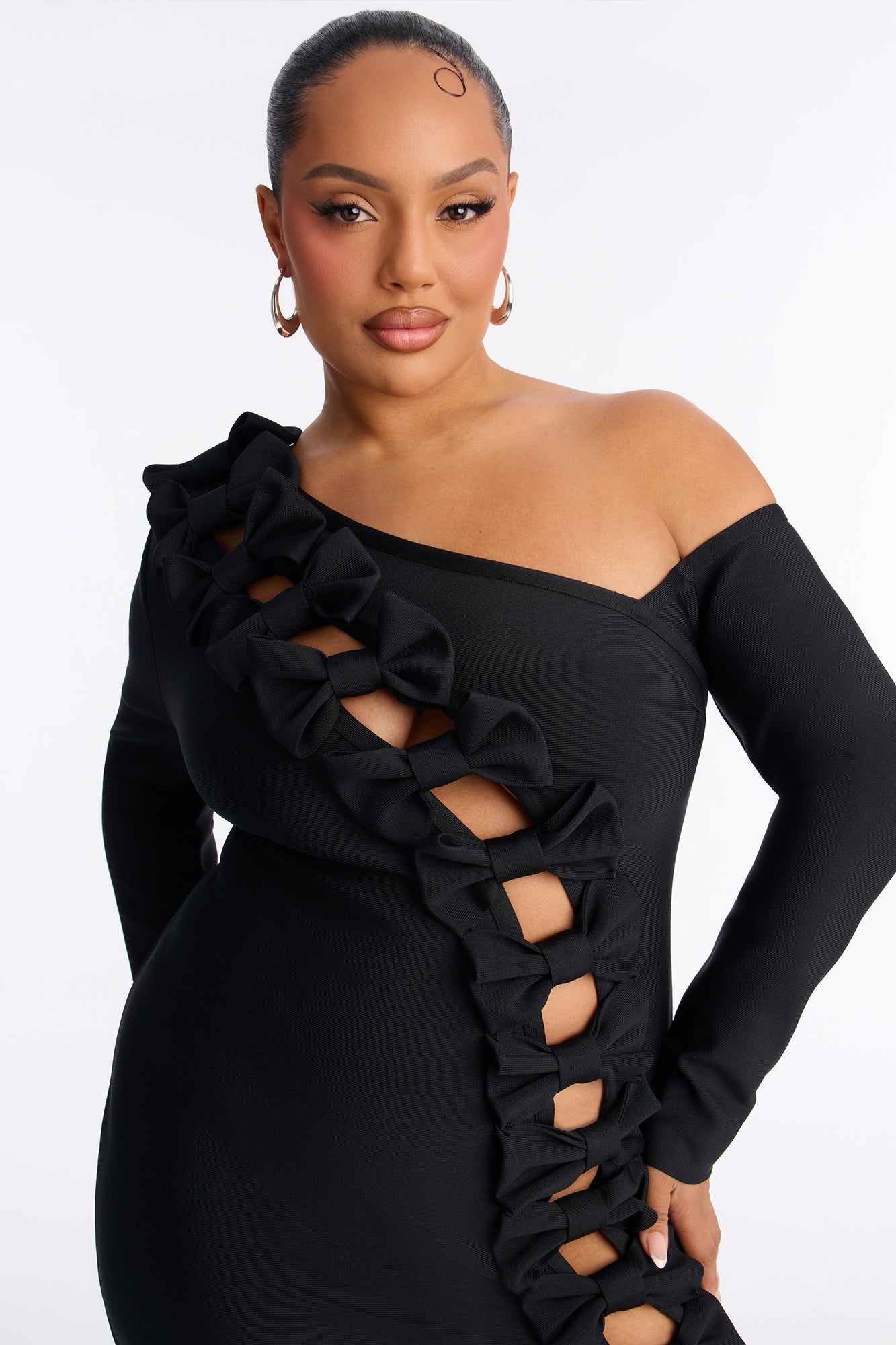 Bonnie Bow Bandage Mini Dress - Black
