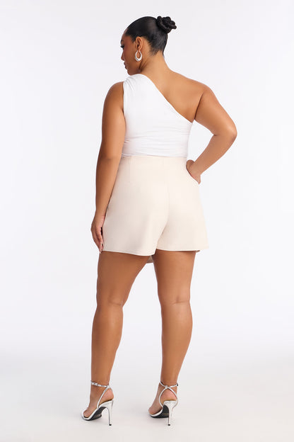 Autumn Vibes Faux Leather Wrap Skort - Stone