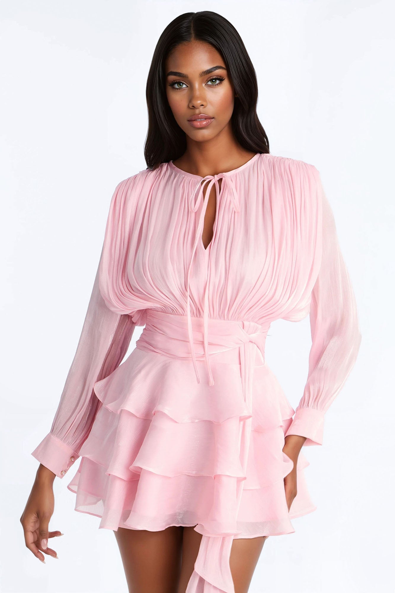 Giselle Soft Organza Mini Dress - Pink