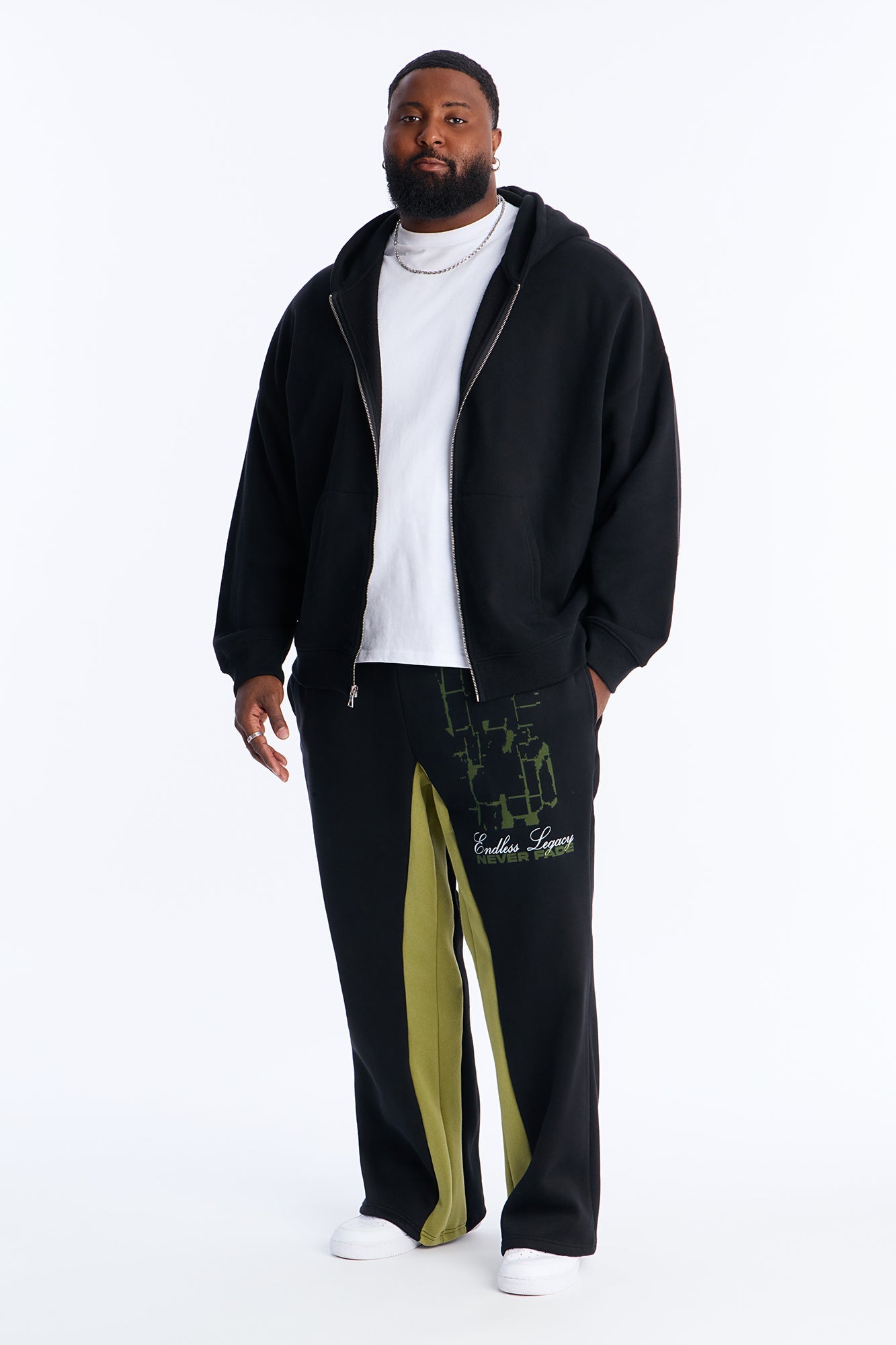 Broken Love Color Block Slim Flare Sweatpants - Black