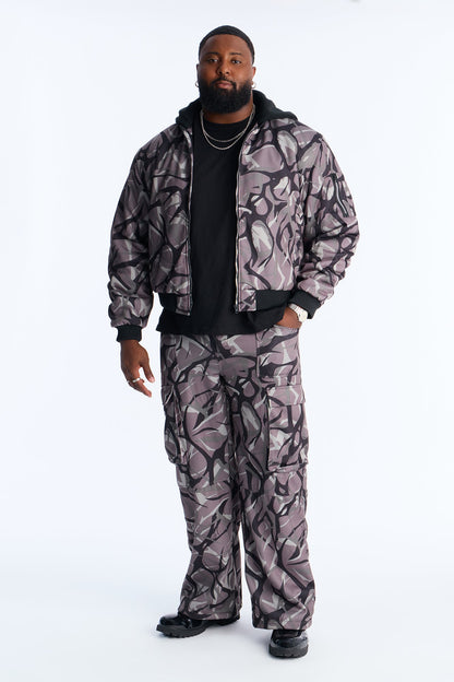 In The Cut Camo Zip Up Hoodie - Grey/combo