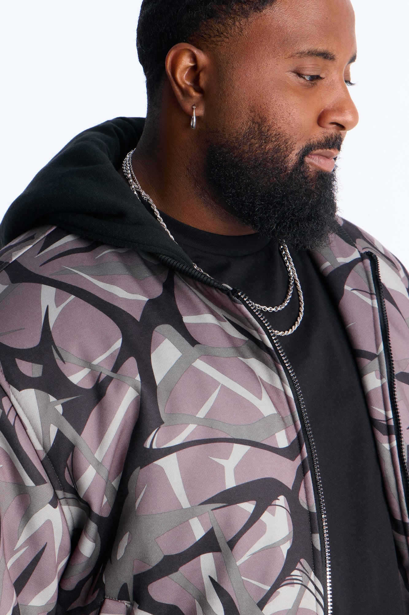 In The Cut Camo Zip Up Hoodie - Grey/combo