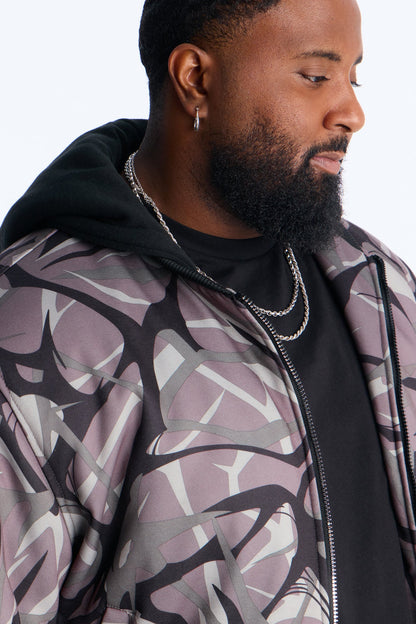 In The Cut Camo Zip Up Hoodie - Grey/combo