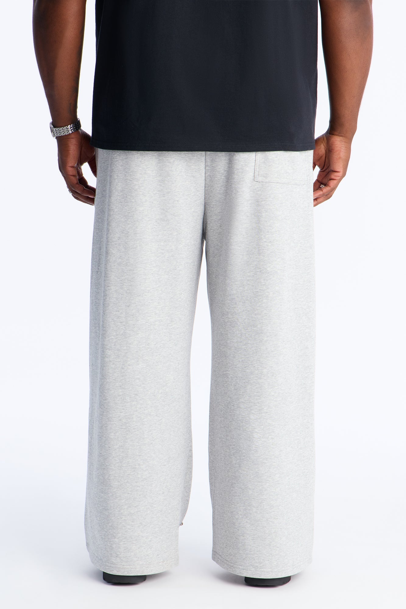 Distressed Wide Leg Sweatpants - Grey