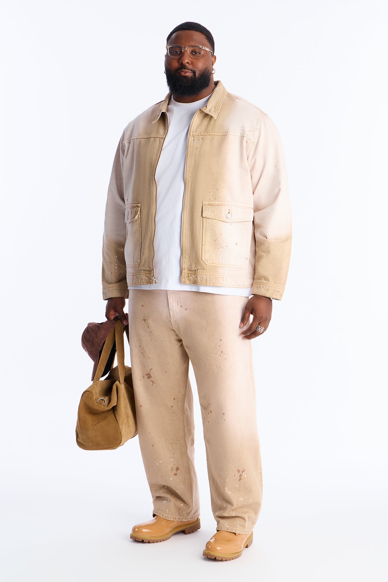 Baggy Spot Stained Jean - Tan