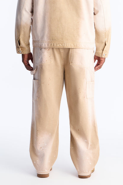 Baggy Spot Stained Jean - Tan