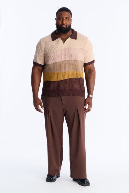 Grove Knitted Johnny Collar Shirt - Brown