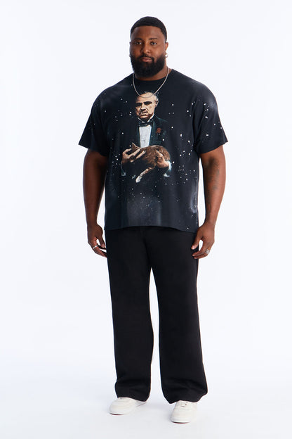The Godfather Paint Splatter Short Sleeve Tee - Black Wash