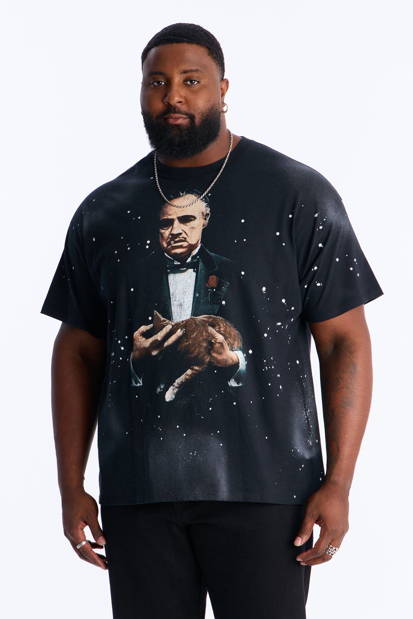 The Godfather Paint Splatter Short Sleeve Tee - Black Wash