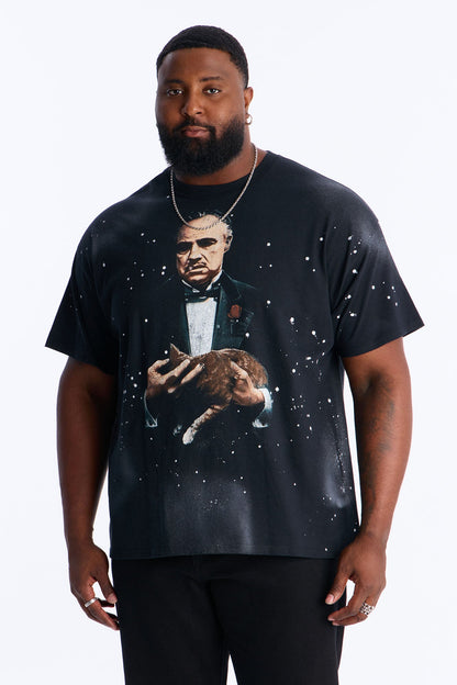 The Godfather Paint Splatter Short Sleeve Tee - Black Wash
