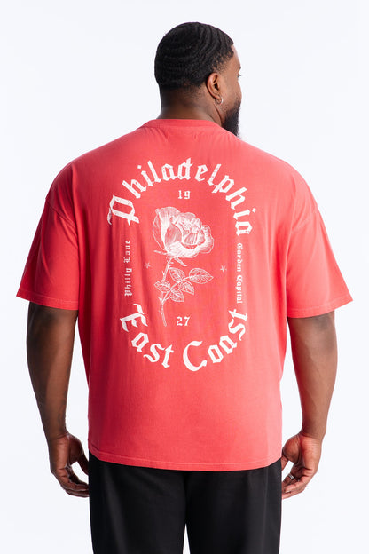 Philly Rose Oversized Short Sleeve Tee - Red