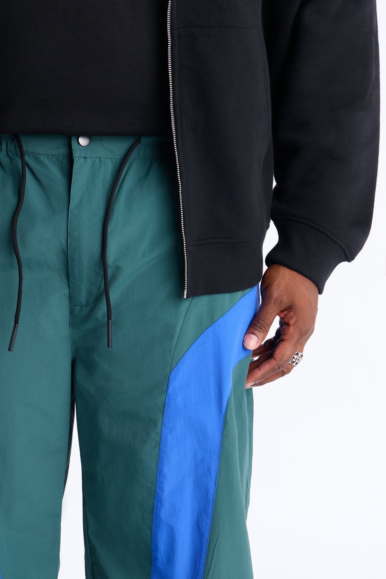 Split It Straight Utility Nylon Pants - Green/combo