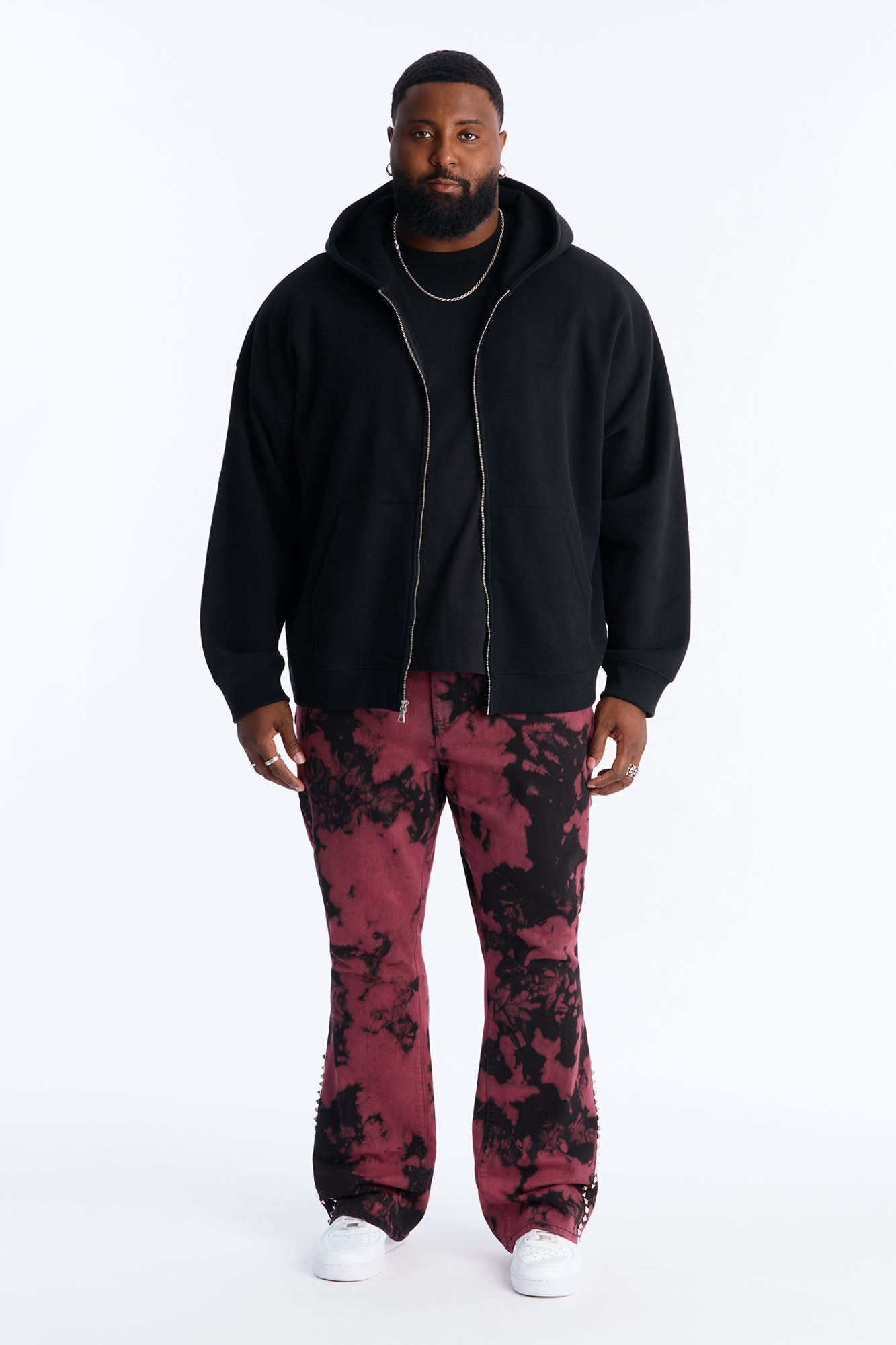 Stacked Skinny Flare Dare Ya Tie Dyed Jean - Burgundy