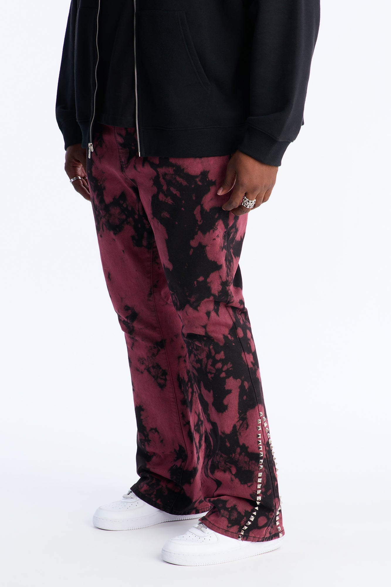 Stacked Skinny Flare Dare Ya Tie Dyed Jean - Burgundy
