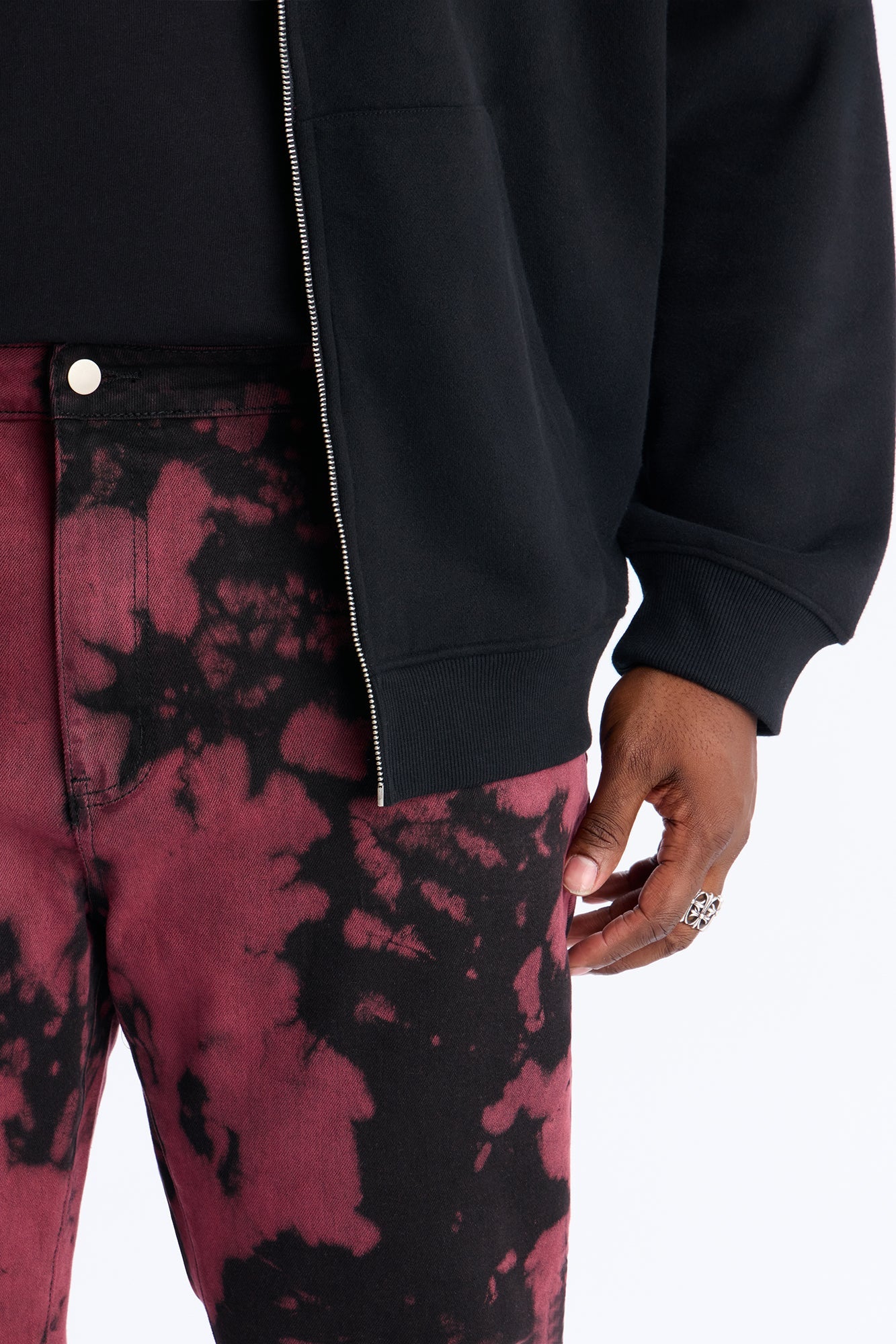 Stacked Skinny Flare Dare Ya Tie Dyed Jean - Burgundy