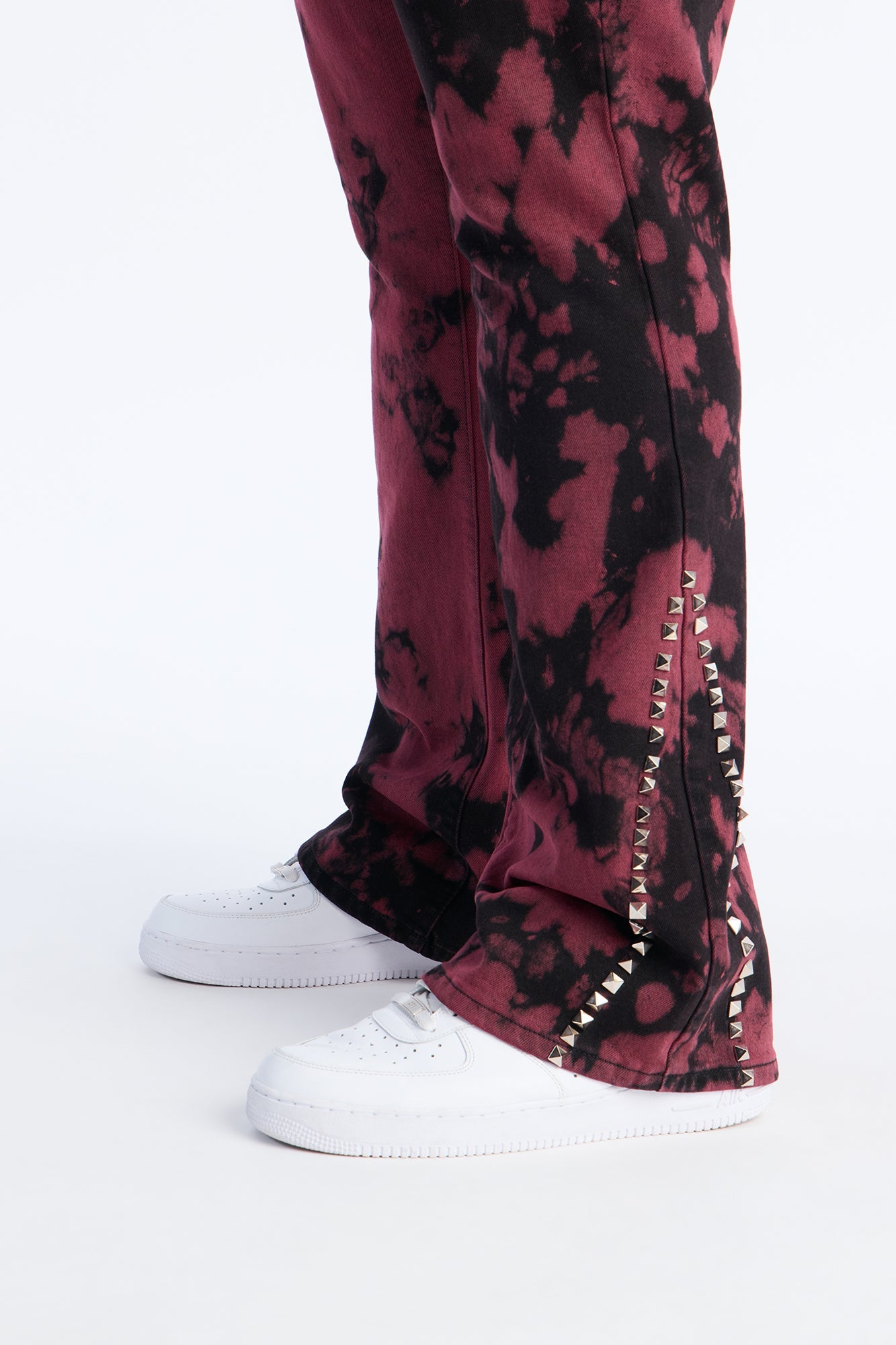 Stacked Skinny Flare Dare Ya Tie Dyed Jean - Burgundy