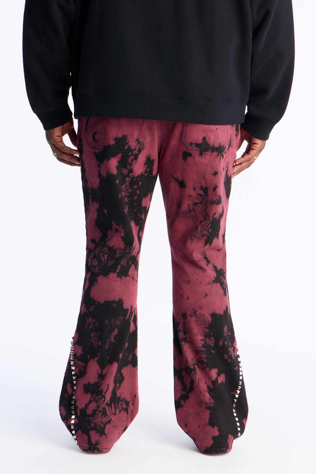 Stacked Skinny Flare Dare Ya Tie Dyed Jean - Burgundy