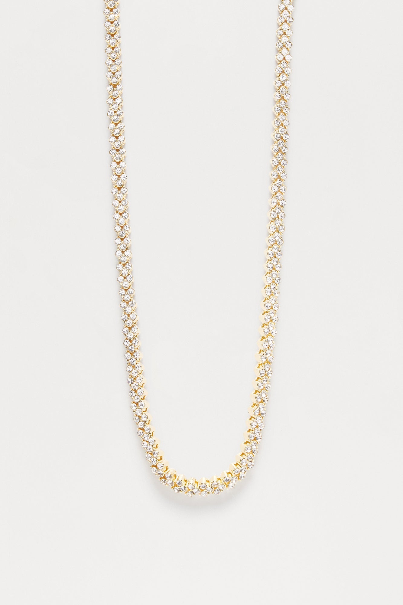 Iced Multi Cluster Link Necklace - Gold