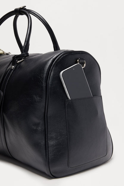Overnight Classix Faux Leather Duffle Bag - Black