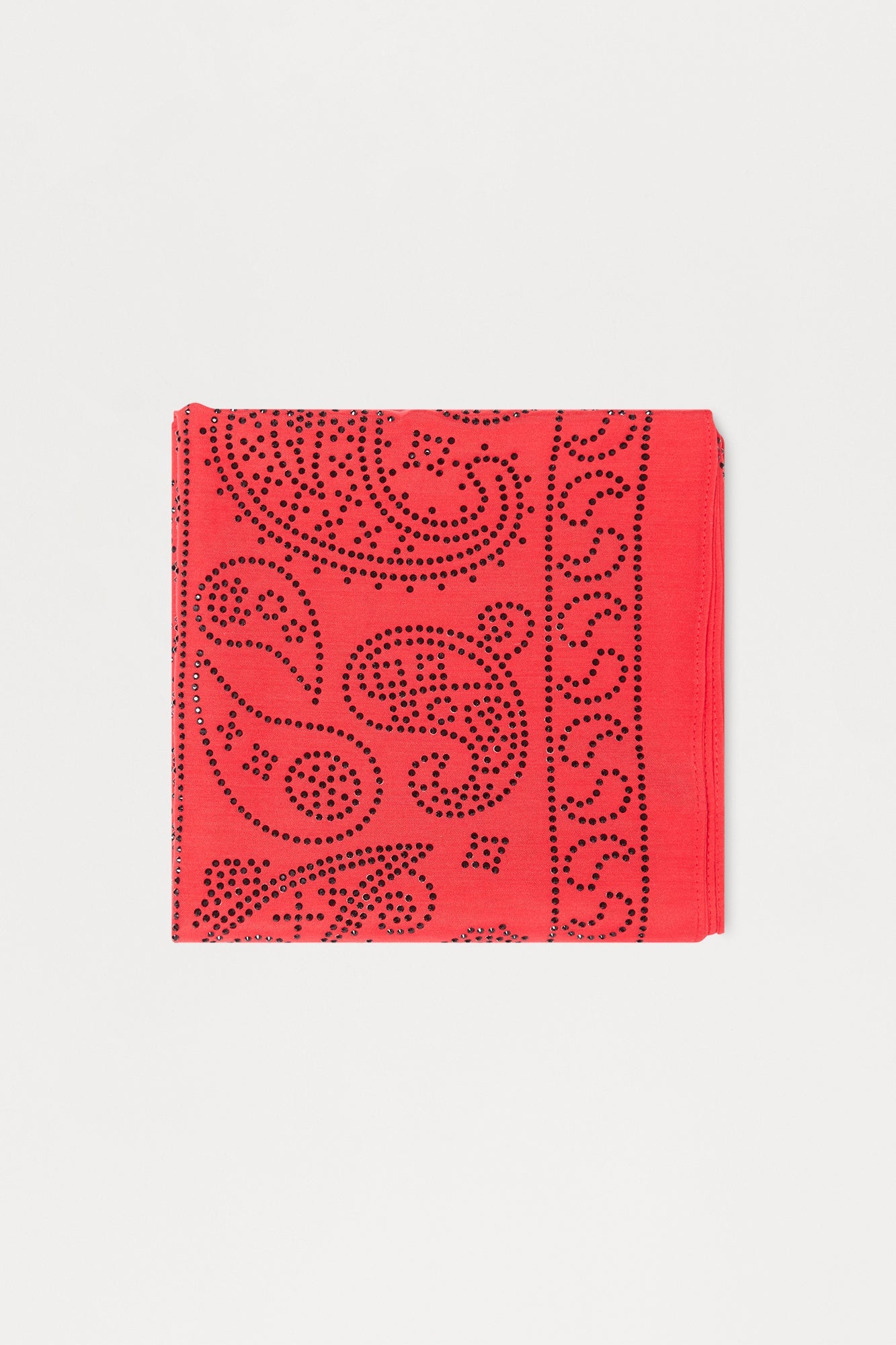 Rhinestone Embellished Paisley Bandana - Red