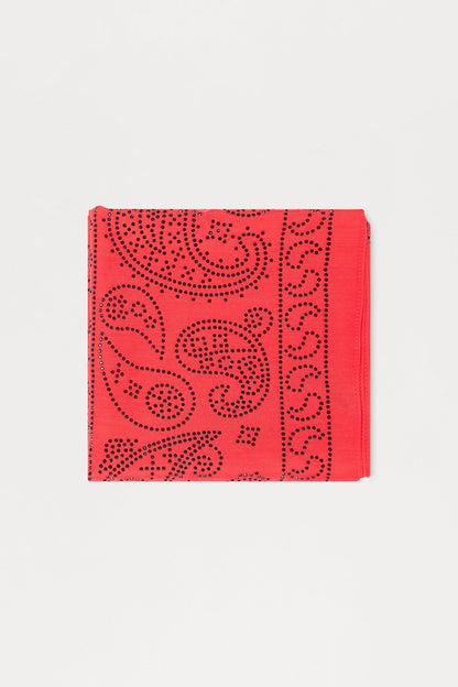 Rhinestone Embellished Paisley Bandana - Red