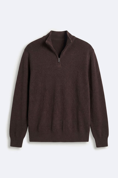 Shawn Quarter Zip Sweater - Brown