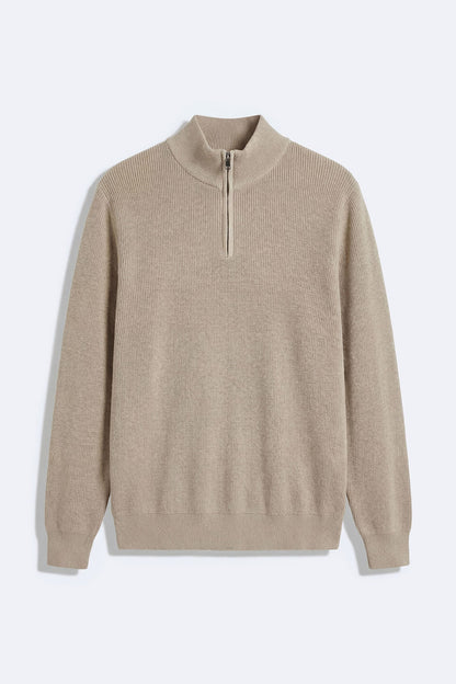 Shawn Quarter Zip Sweater - Tan