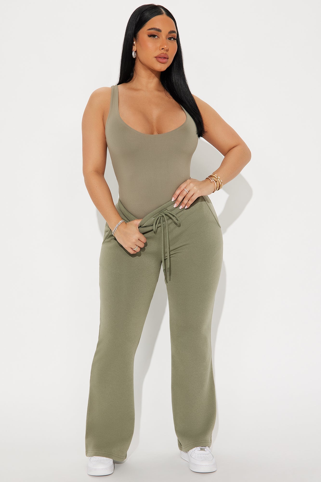 Candice Petite Lounge Flare Pant - Olive