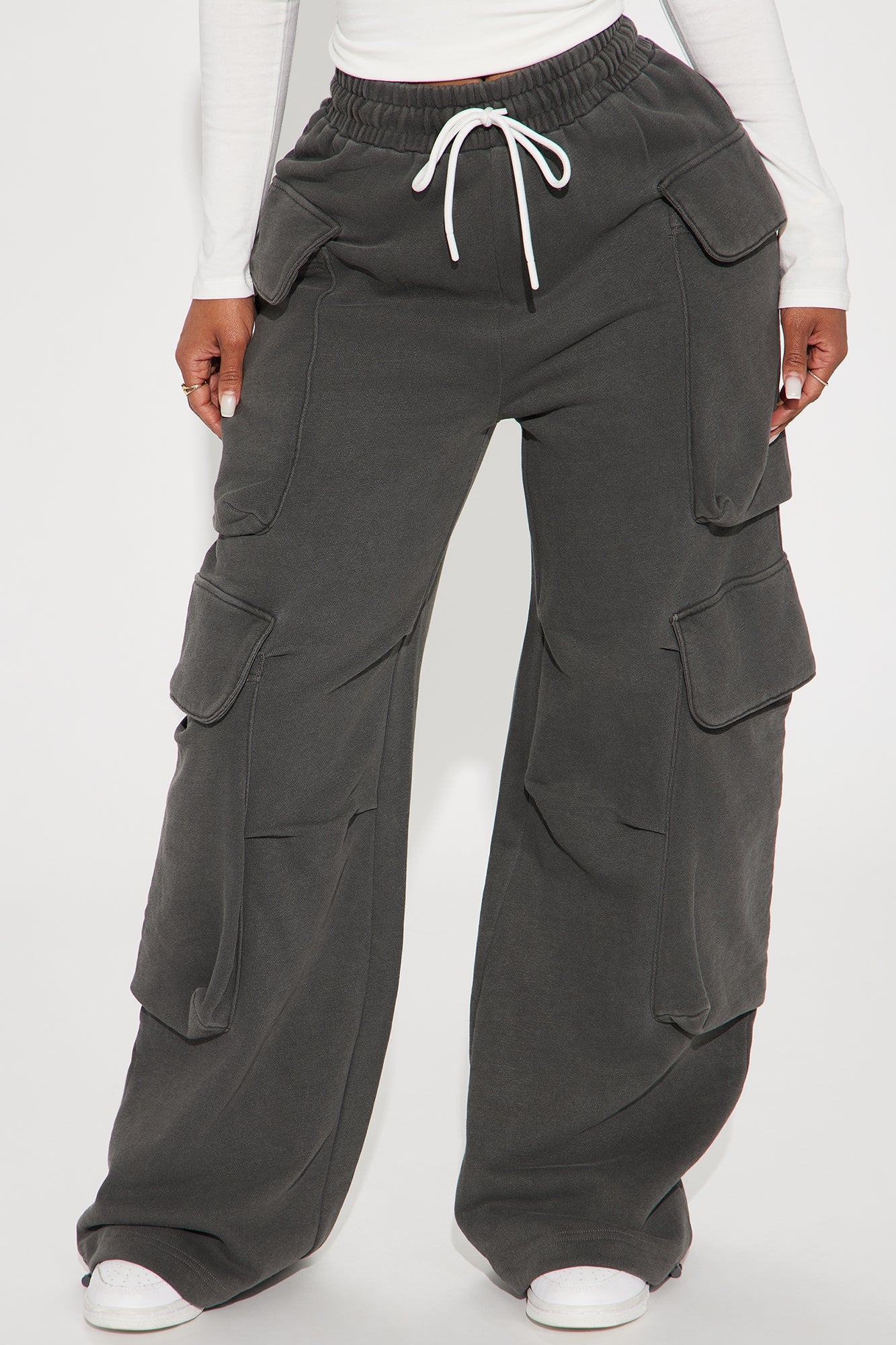 Kayla Cargo Sweatpants - Charcoal