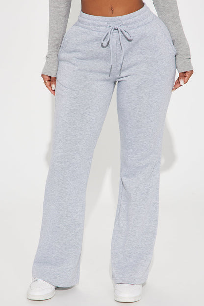 Candice Petite Lounge Flare Pant - Heather Grey
